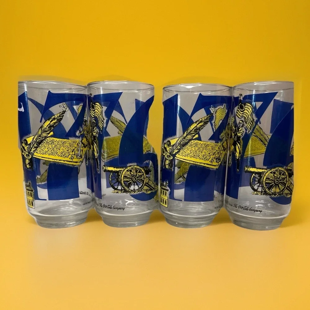 Vintage 1976 Coca-Cola Bicentennial 1776 Glasses Set‎ 4 USA 250th Anniversary